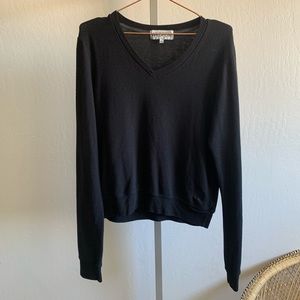 Wildfox soft black solid v neck sweater size S